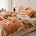 Ljojo 2024 Solid Color Milk Fleece 4-Piece Set with Wide Edge Craft & Flannel Quilt Cover