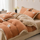 Ljojo 2024 Solid Color Milk Fleece 4-Piece Set with Wide Edge Craft & Flannel Quilt Cover