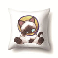 Cute Cat Cushion Cover by Ljojo: Cartoon Pets Pillow Case for Home Sofa Decor