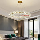 Clear Crystal LED Chandeliers Round Lamp Modern Gold Metal Wire Adjustable G4 Bulb Replaceable - Ljojo