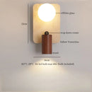 Ljojo Mid Century Modern LED Wall Light Pull Chain Switch Yellow Travertine Bedroom Lamps