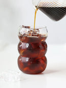 Ljojo 550ml Glass Coffee Cup Wavy Nordic Style Heat Resistant Tumbler Clip