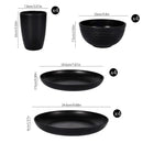 Ljojo 16pc Black PP Cutlery & Plate Set for Outdoor Camping and Parties