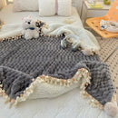 Ljojo Milk Fleece Fringed Blanket Large Lamb Fleece Craft Blanket Cover