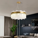 Ljojo Luxury Crystal Glass Chandelier Modern Gold Ring Pendant Lamps for Hotel Lobby Villa