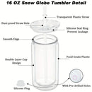 Ljojo 16oz Double Wall Plastic Straw Water Bottles Insulated DIY Drinkware Party Cup