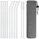 Glass Straws Set for Smoothies & Cocktails - Ljojo Eco-Friendly Reusable Straws