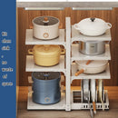 Adjustable Pot Holder with Storage Shelf for Pots, Lids, Pans, and Seasoning Bottles by Ljojo™