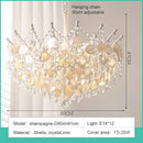 French Medieval Pink Shell Crystal Led Chandeliers Romantic Living Room Decor Pendant Lights