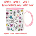 Ljojo 3D Effect Kids Names Mug with Flowers for Mother's Day Gifts