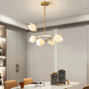 Art Deco White Ceramic Chandelier Pendant Lamp G4 Bulb Gold Metal - Ljojo