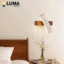 Ljojo Japanese Wabi-Sabi Yellow Travertine Wall Light with Pull Chain Switch and Rotable LED Wood Stone Lamp
