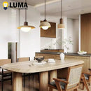 Yellow Travertine Pendant Light Stone Wood Hanging Light for Kitchen Island by Ljojo
