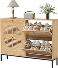 Ljojo™ Farmhouse Shoe Storage Cabinet with 2 Flip Drawers