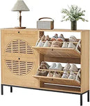 Ljojo™ Farmhouse Shoe Storage Cabinet with 2 Flip Drawers