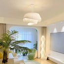 LED Pendant Light Modern Cream Fabric Chandelier for Living Room - Ljojo