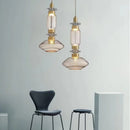 Clear Amber Glass LED Chandelier Pendant Lamp Adjustable Modern Lighting Ljojo