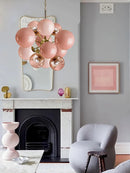 LED Pink Bubbles Glass Chandelier Modern Design Lighting Fixture for Villa Foyer Living Room by Ljojo