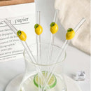 Ljojo Lemon Glass Straws: 5Pcs Reusable Decorative Drinkware for Smoothies & Cocktails