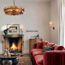 French Retro Brown Amber Glass Living Room Chandelier - New American Minimalist Luxury Pendant Light by Ljojo