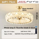 Ljojo Luxury Crystal Feather Ceiling Fan Chandelier French Modern Dining Room Pendant Lamp