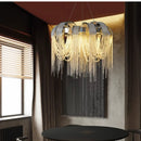 Ljojo Luxury Tassel Chandelier Lighting: Postmodern Aluminum Chain Hanging Lights for Living Room Bedroom Hotel