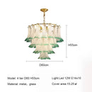 Ljojo French Medieval Luxury Green Glass Petal Chandelier Metal Round Pendant Light