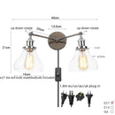 Ljojo 2-Head LED Wall Sconce Industrial Iron Glass Retro Stair Light Fixtures
