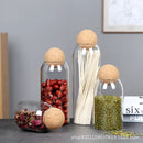 Ljojo Spherical Cork Glass Sealed Storage Tank Transparent Large Kitchen Decoration Jar
