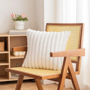Ljojo Luxury Faux Fur Striped Pillow Covers White