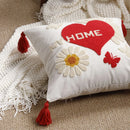 Ljojo Love Embroidered Valentine's Day Pillowcase Red White Lovers Towel Throw Cushion Cover
