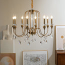 Copper Crystal Chandelier Retro Luxury Style Gold Candle Lamp Pendant Light for Living Room by Ljojo