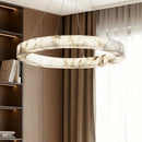 Faux Marble Round Pendant Light Modern Resin Hanging Lamp for Living Dining Study Room