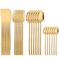 Ljojo 24Pcs Stainless Steel Cutlery Set Silver Western Dinnerware Flatware