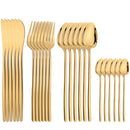 Ljojo 24Pcs Stainless Steel Cutlery Set Silver Western Dinnerware Flatware