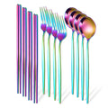 Ljojo 12-Piece Luxury Korean Tableware Set - Stainless Steel Cutlery Fork Spoon Chopsticks