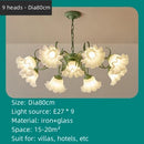 French Garden Green Ceiling Chandelier | Romantic Iron Art Pendant Lamp by Ljojo