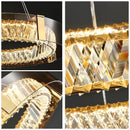 Ljojo European Round Smoke Grey Crystal Ceiling Light Remote Dimmable Pendant for Dining Living Bedroom