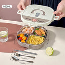 Ljojo 304 Stainless Steel Divided Lunch Box with Cutlery & Leakproof Design
