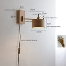 Ljojo LED Walnut Ash Wood Wall Sconce with Pull Chain Switch
