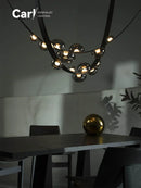 Ljojo Leather Belt Ceiling Chandelier Modern Minimalist Living Room Home Decorative Lights