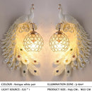 Golden Peacock Wall Lamp for Living Room by Ljojo - Retro Headboard Restaurant Bar Decor