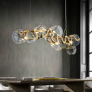 Ljojo Minimalist Glass Pendant Light in Gold Iron for Luxury Living Room