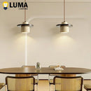 Yellow Travertine Pendant Light Chandelier with Round Wood Bedside Lamp by Ljojo