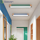 Ljojo Bauhaus Solid Wood Strip LED Ceiling Light Chandelier for Living Room Decor