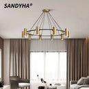 LED Copper Ring Spotlight Chandelier Elegant Lighting Fixture for Home Living Room by Ljojo
