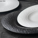 Ljojo Matte Stone Pattern Ceramic Shallow Plate for Sushi, Steak, Salad & Desserts