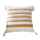 Ivory Brown Coffee Black Stripe Pillow Case with Tassels - Ljojo Brand