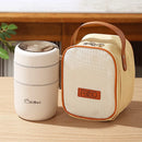 Ljojo Double-Layer Stainless Steel Thermal Lunch Box with Spoon and Bag