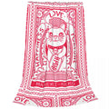Ljojo Maneki Neko Fleece Blanket - Super Soft Lucky Cat Bed Throw